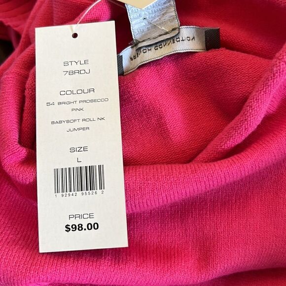 French Connection baby soft roll neck hot pink sweater Size L New - Picture 9 of 10